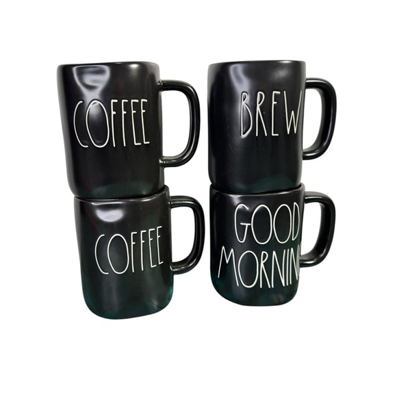 Rae Dunn Set of 4 Black Coffee Mugs - Picture 1 of 6